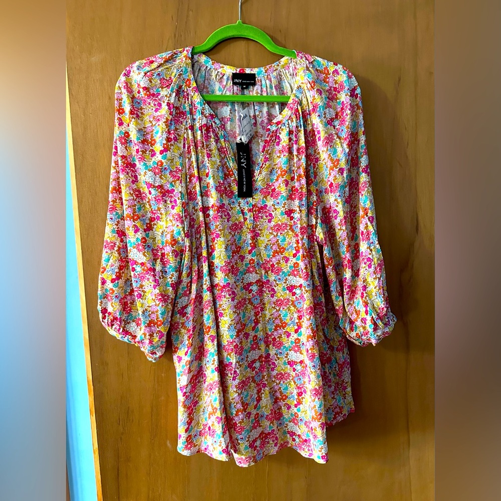 Jones New York multi colored print top 1X